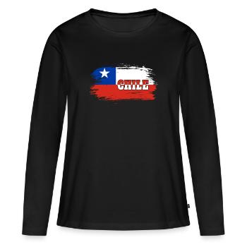 Drapeau chili / Cadeau drapeau national - T-shirt manches longues Premium bio Femme - noir - Devant - Julia (174cm)