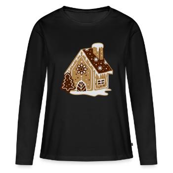 A gingerbread house, gingerbread and frosting - Women's Premium Organic Long Sleeve Shirt - black - Front - Julia (174cm)