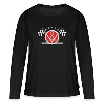 V8 - T-shirt manches longues Premium bio Femme - noir - Devant - Julia (174cm)