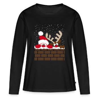 Santa & Rudolph - Frauen Premium Bio Langarmshirt - Schwarz - Vorne - Julia (174cm)