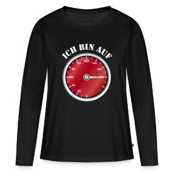 Roter Tacho Ich bin auf Geschwindigkeit - Frauen Premium Bio Langarmshirt - Schwarz - Vorne - Julia (174cm)