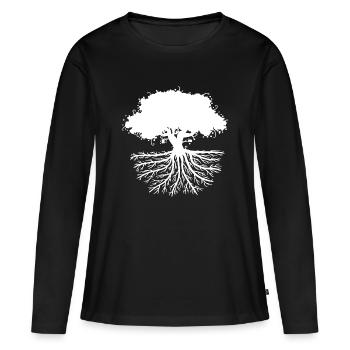 les racines des arbres blancs - T-shirt manches longues Premium bio Femme - noir - Devant - Julia (174cm)