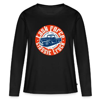 Apache Classic Truck - Frauen Premium Bio Langarmshirt - Schwarz - Vorne - Julia (174cm)