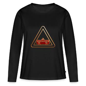Attention tram 3 - T-shirt manches longues Premium bio Femme - noir - Devant - Julia (174cm)