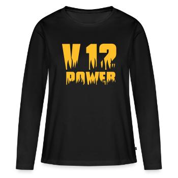V12 PUISSANCE - T-shirt manches longues Premium bio Femme - noir - Devant - Julia (174cm)
