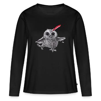 Chef Red - Happy Owl - T-shirt manches longues Premium bio Femme - noir - Devant - Julia (174cm)
