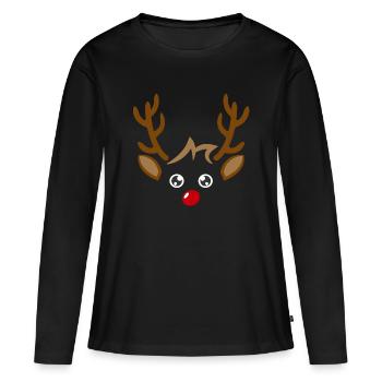 Visage de garçon de renne mignon Noël Noël - T-shirt manches longues Premium bio Femme - noir - Devant - Julia (174cm)