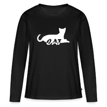 chat chat chat chat chat chatte minette chatte chatte minette - T-shirt manches longues Premium bio Femme - noir - Devant - Julia (174cm)