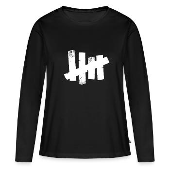 Cinq bandes - bande - bande - T-shirt manches longues Premium bio Femme - noir - Devant - Julia (174cm)