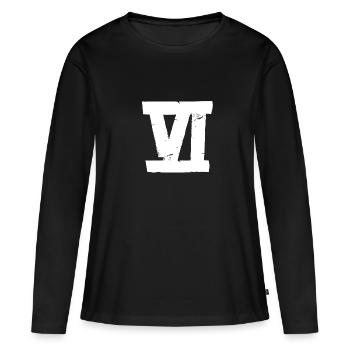Six - ruban VI - T-shirt manches longues Premium bio Femme - noir - Devant - Julia (174cm)