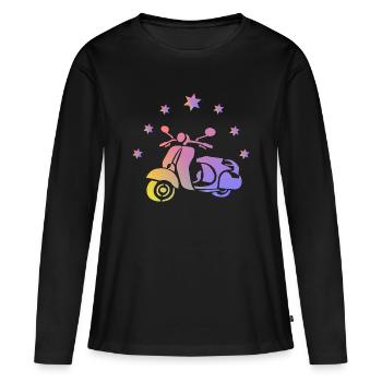 Scooter rétro - T-shirt manches longues Premium bio Femme - noir - Devant - Julia (174cm)