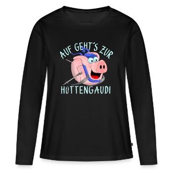 Hüttengaudi - Pistensau - T-shirt manches longues Premium bio Femme - noir - Devant - Julia (174cm)