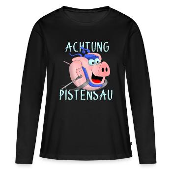 Attention à la piste - T-shirt manches longues Premium bio Femme - noir - Devant - Julia (174cm)