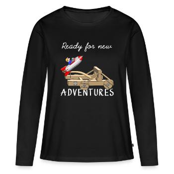 Aventure - Aventure - T-shirt manches longues Premium bio Femme - noir - Devant - Julia (174cm)