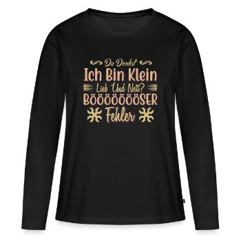 Du denkst klein niedlich boeser Fehler - Frauen Premium Bio Langarmshirt - Schwarz - Vorne - Julia (174cm)