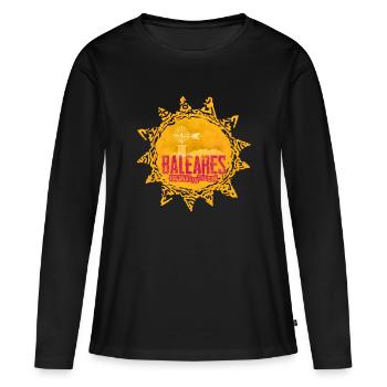 Balearen Sonne Inselmotive - Frauen Premium Bio Langarmshirt - Schwarz - Vorne - Julia (174cm)