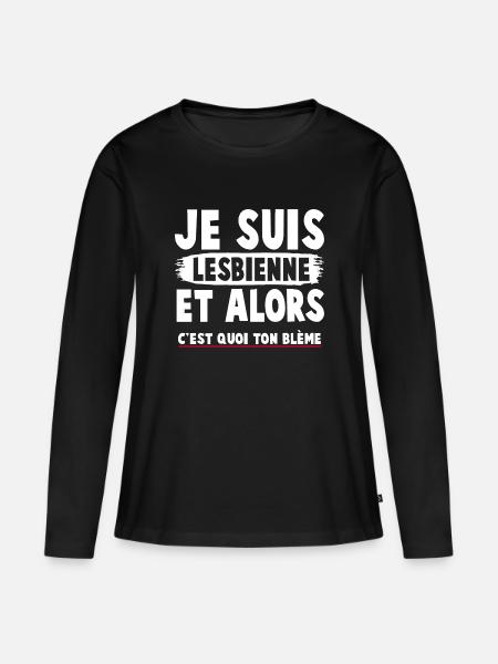 Humorous feminist t-shirt with a committed message - Women's Premium Organic Long Sleeve Shirt - black