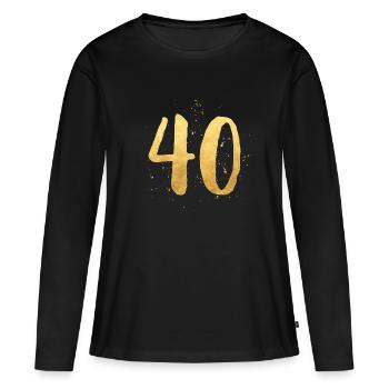40 anniversaire d'or rond quarante - T-shirt manches longues Premium bio Femme - noir - Devant - Julia (174cm)