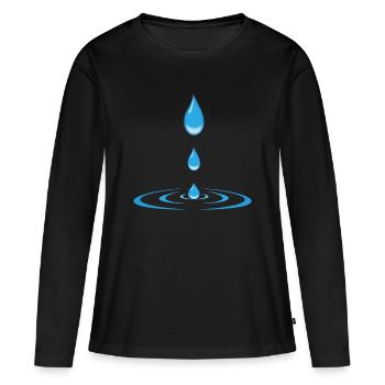 gouttes et ondes - T-shirt manches longues Premium bio Femme - noir - Devant - Julia (174cm)