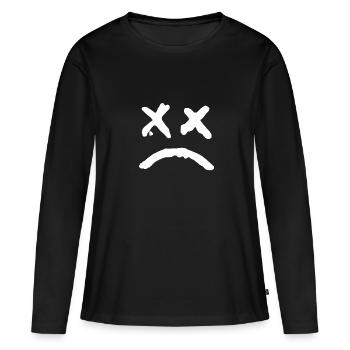 Visage graffiti expressif - x - yeux - T-shirt manches longues Premium bio Femme - noir - Devant - Julia (174cm)