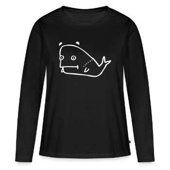 Caricature de baleine - T-shirt manches longues Premium bio Femme - noir - Devant - Julia (174cm)