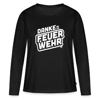 Merci pompiers - pompiers Merci - T-shirt manches longues Premium bio Femme - noir - Devant - Julia (174cm)