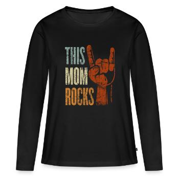 This Mom Rocks Rock n Roll Heavy Metal Geschenk - Frauen Premium Bio Langarmshirt - Schwarz - Vorne - Julia (174cm)