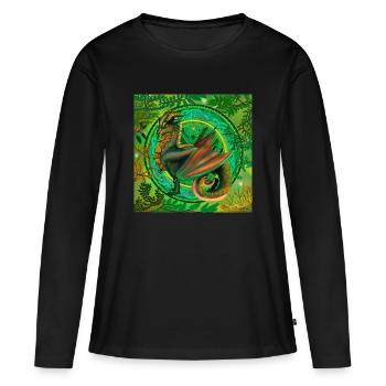dragon vert forestier - T-shirt manches longues Premium bio Femme - noir - Devant - Julia (174cm)