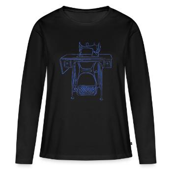 machine à coudre - T-shirt manches longues Premium bio Femme - noir - Devant - Julia (174cm)
