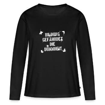 Bildung gefährdet - weiß - Frauen Premium Bio Langarmshirt - Schwarz - Vorne - Julia (174cm)
