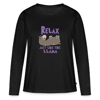 Relax Lama - T-shirt manches longues Premium bio Femme - noir - Devant - Julia (174cm)