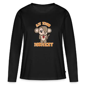 Singe Emo - T-shirt manches longues Premium bio Femme - noir - Devant - Julia (174cm)