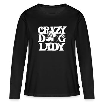Verrückter Hund Lady Süßer Hundeliebhaber Frauen T-Shirt - Frauen Premium Bio Langarmshirt - Schwarz - Vorne - Julia (174cm)
