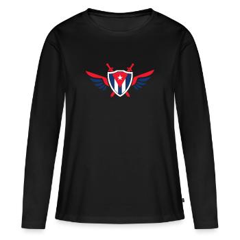 Cuba Ailes / Cadeau de La Havane Cuba Cuba - T-shirt manches longues Premium bio Femme - noir - Devant - Julia (174cm)