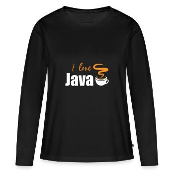 J'aime Java - T-shirt manches longues Premium bio Femme - noir - Devant - Julia (174cm)