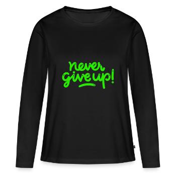 Never Give Up - T-shirt manches longues Premium bio Femme - noir - Devant - Julia (174cm)