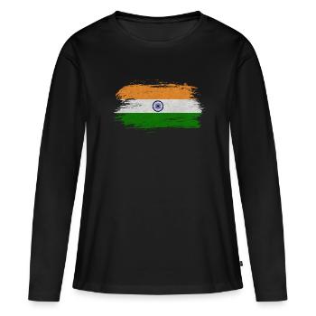 Inde Vintage Drapeau / Cadeau Delhi Calcutta - T-shirt manches longues Premium bio Femme - noir - Devant - Julia (174cm)