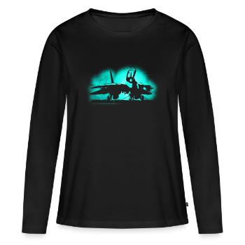 Jet Tomcat - Frauen Premium Bio Langarmshirt - Schwarz - Vorne - Julia (174cm)