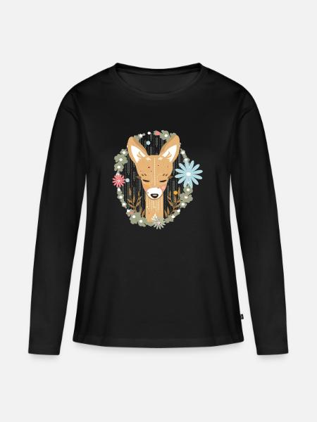 Ein Reh im Wald - Frauen Premium Bio Langarmshirt - Schwarz