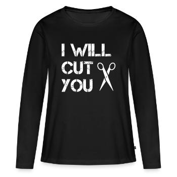 Coiffeur - Je vais te couper - T-shirt manches longues Premium bio Femme - noir - Devant - Julia (174cm)