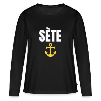 Sète Anker Grafik Sète Souvenir - Frauen Premium Bio Langarmshirt - Schwarz - Vorne - Julia (174cm)