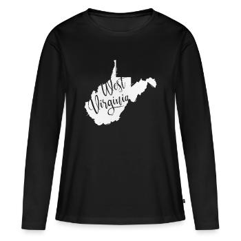West Virginia - Frauen Premium Bio Langarmshirt - Schwarz - Vorne - Julia (174cm)