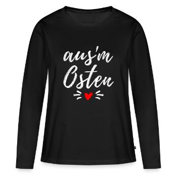 Osten - Ossi - Ost Deutschland - Mauerfall - Frauen Premium Bio Langarmshirt - Schwarz - Vorne - Julia (174cm)