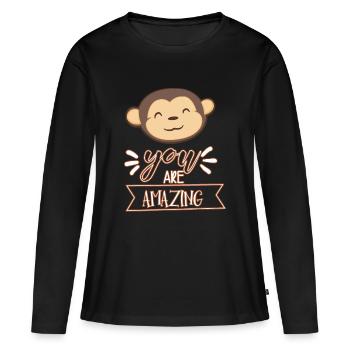 Affe - Frauen Premium Bio Langarmshirt - Schwarz - Vorne - Julia (174cm)