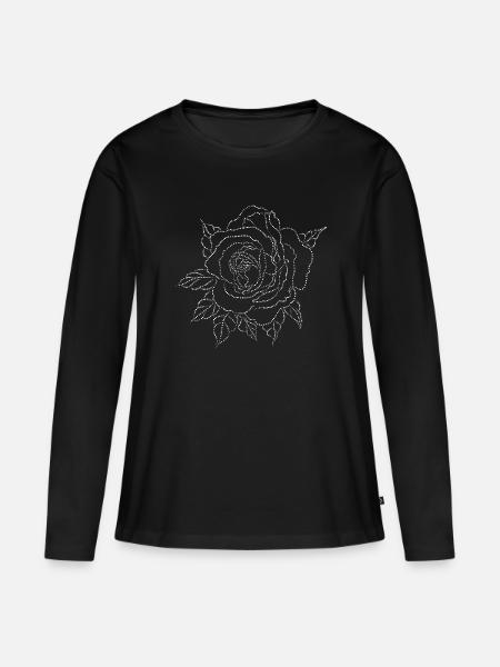 Rose Liebe Romantik - Frauen Premium Bio Langarmshirt - Schwarz