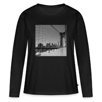 Pont de Brooklyn - T-shirt manches longues Premium bio Femme - noir - Devant - Julia (174cm)