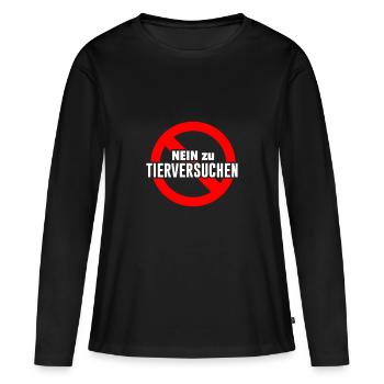 Non à l’expérimentation animale - T-shirt manches longues Premium bio Femme - noir - Devant - Julia (174cm)