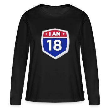 18 years Eighteen Birthday Adult - Women's Premium Organic Long Sleeve Shirt - black - Front - Julia (174cm)