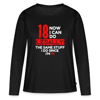 18ème anniversaire de dix-huit ans Dire drôle d'âge - T-shirt manches longues Premium bio Femme - noir - Devant - Julia (174cm)