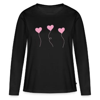 heart - Frauen Premium Bio Langarmshirt - Schwarz - Vorne - Julia (174cm)